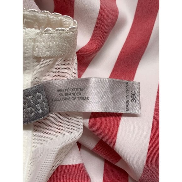 Vtg Victorias Secret Red White Striped Xmas Candy Cane 36C Lingerie Coquette - Picture 5 of 5